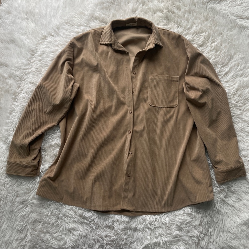 Audrey 3+1 Oversized Corduroy Button Down Shirt‎ Jacket